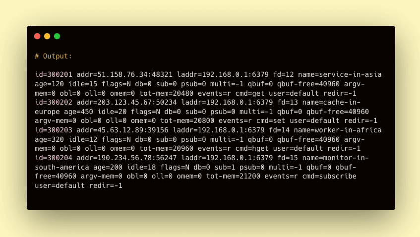 redis client list example